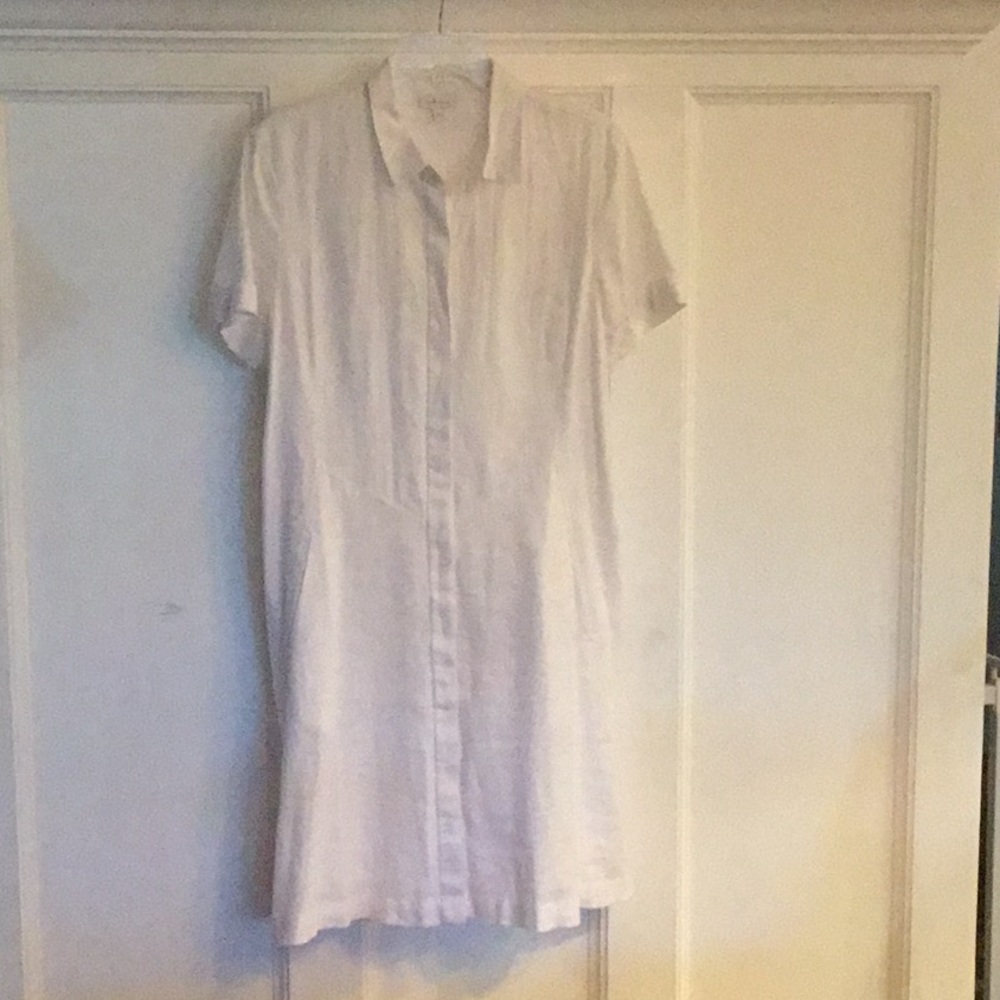 J. Jill White Short-Sleeve Midi Shirt Dress